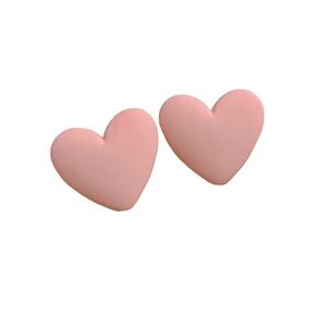 Mauve Pink Heart Large Stud Earrings